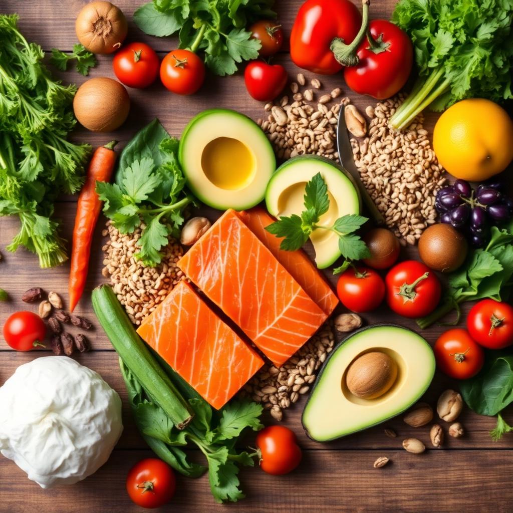 Fresh healthy nutrition organic ingredients background